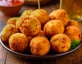Spicy Fried Potato and Minced Meat 'Bomba' Tapas Royalty Free Stock Photo
