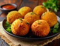 Spicy Fried Potato and Minced Meat 'Bomba' Tapas Royalty Free Stock Photo
