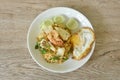 spicy fried rice seafood shrimp and squid in tom yum sauce on plate Royalty Free Stock Photo