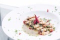 Spicy garlic prawns modern fusion gourmet food cuisine meal