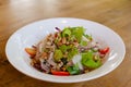 Spicy Glass Noodle Salad,mixed herbs with minced pork in chili sauce. Thailand spicy food menu Royalty Free Stock Photo