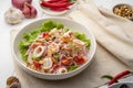 Spicy Glass Noodle Salad,mixed shrimp with minced pork and squid with boiled vermicelli in chili sauce