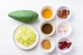 Spicy green mango salad Tum Ma Muang ingredients