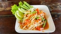 Spicy green papaya salad, seafood samui Royalty Free Stock Photo