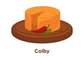 Spicy head of colby cheese with hot chilli pepper