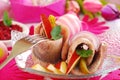 Spicy herring rolls with apple and gherkin for easter Royalty Free Stock Photo