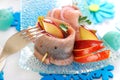 Spicy herring rolls with apple and gherkin for easter Royalty Free Stock Photo