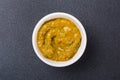 Spicy homemade mustard sauce in white bowl Royalty Free Stock Photo