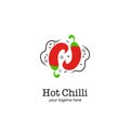 Spicy hot chilli pepper logo icon symbol in circle rotation circulation formation shape