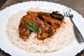 Spicy hot fish curry and rice from Kerala India Royalty Free Stock Photo