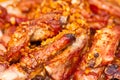 Spicy hot grilled spare ribs from a summer BBQ Royalty Free Stock Photo