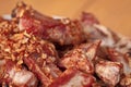 Spicy hot grilled spare ribs from a summer BBQ Royalty Free Stock Photo