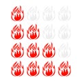 Spicy hot indicator on the rise isolated on white background. Sticker fire for menu restaurant in flat style