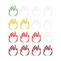 Spicy hot indicator on the rise isolated on white background. Sticker fire for menu restaurant in flat style