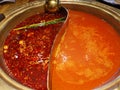 spicy hot pot - sauce with soup Royalty Free Stock Photo