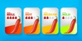 Spicy hot red chili pepper banners or stickers set with flame and rating of spicy. Vector spicy food level icon Royalty Free Stock Photo