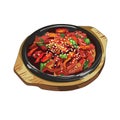 spicy hotplate meal. Vector illustration decorative design