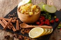 Spicy Indian sauce - apple chutney with lemon close-up in a bowl Royalty Free Stock Photo