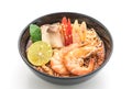 Spicy instant noodles soup with shrimp Royalty Free Stock Photo