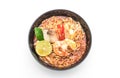 Spicy instant noodles soup with shrimp Royalty Free Stock Photo