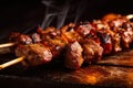 Spicy Kebab Meat on a Skewer with Charred Edges and Tasty Marinade