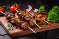 Spicy Kebab with Succulent Meat and Tasty Onions on a Skewer