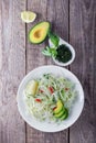 Spicy kohlrabi noodles on a table Royalty Free Stock Photo