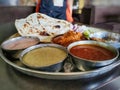 Spicy Kolhapuri Chicken thali.