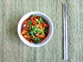 Spicy Korean rice cakes with sauce Royalty Free Stock Photo