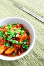 Spicy Korean rice cakes with sauce