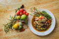 Spicy lotus stem salad with Vietnamese pork sausage Royalty Free Stock Photo