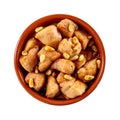 Spicy marinated chicken pieces with pine nuts