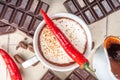 Spicy Mexican chili hot chocolate Royalty Free Stock Photo