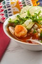Spicy Mexican Shrimp Soup Royalty Free Stock Photo