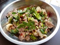 Spicy Minced Beef Salad - Beef Hao or Laab, Famous Thai food on dish