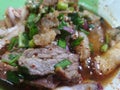 Spicy minced beef salad (Laab) at Thai street food