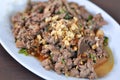 Spicy minced meat salad or spicy minced pork salad Royalty Free Stock Photo