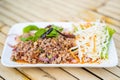 Spicy minced pork salad Isaan food