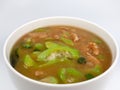Spicy mixed vegetable soup, Thai foods `Kaeng Liang` a vegetable soup cooked with curry pepper krachai onion basil.