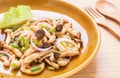 Spicy mushroom salad on plate, Thai food Royalty Free Stock Photo