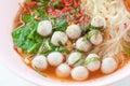 Spicy noodle with fish ball