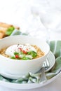 Spicy noodles with egg and red chilis Royalty Free Stock Photo