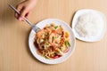 Spicy papaya salad with prawn and rice noodles Royalty Free Stock Photo