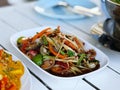 Spicy papaya salad with salted crab and scallops Royalty Free Stock Photo
