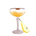 Spicy pear cocktail.Martini with pear, cider, bellini, mimosa.New Year\'s holiday punch.