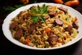 Spicy Pilaf meat bowl asian. Generate Ai