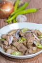 Bicol express or spicy pork belly in coconut shrimp sauce Royalty Free Stock Photo