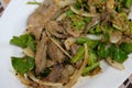 Spicy pork liver salad Tub Wan is a Thai Esan food