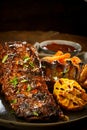 Spicy portion of barbecued spare ribs with chili Royalty Free Stock Photo