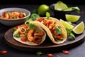 spicy prawn tacos with chili lime squeezed overtop